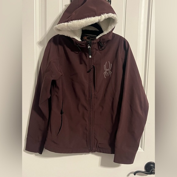 #7023. Spyder Women's Burgundy Lined Full-Zip Hooded Jacket. Size M - Picture 1 of 16
